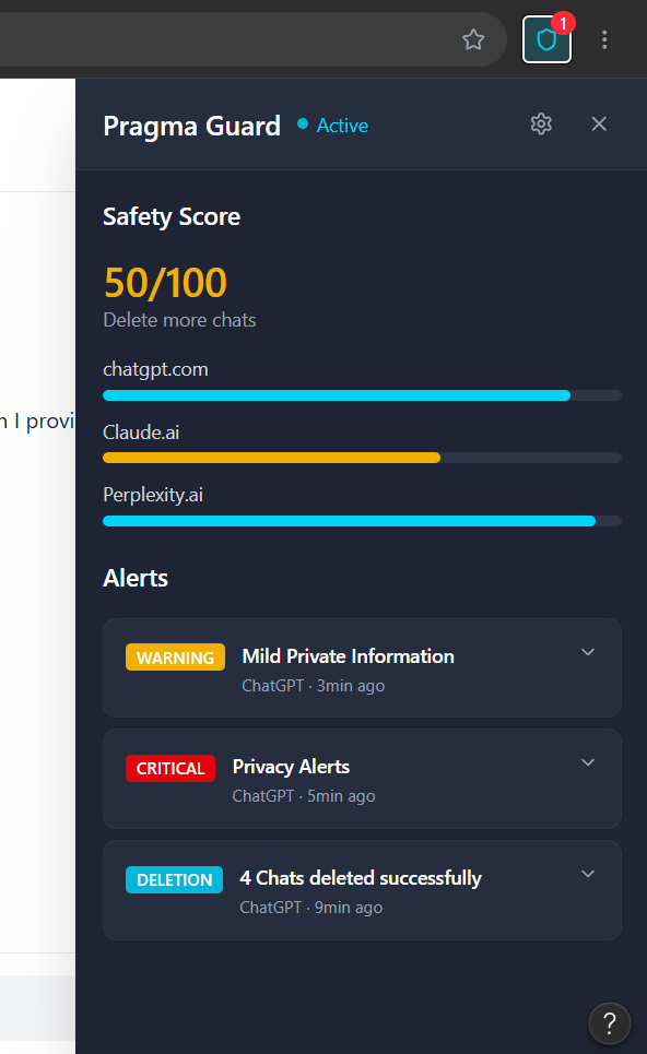 Safety Score screen interface