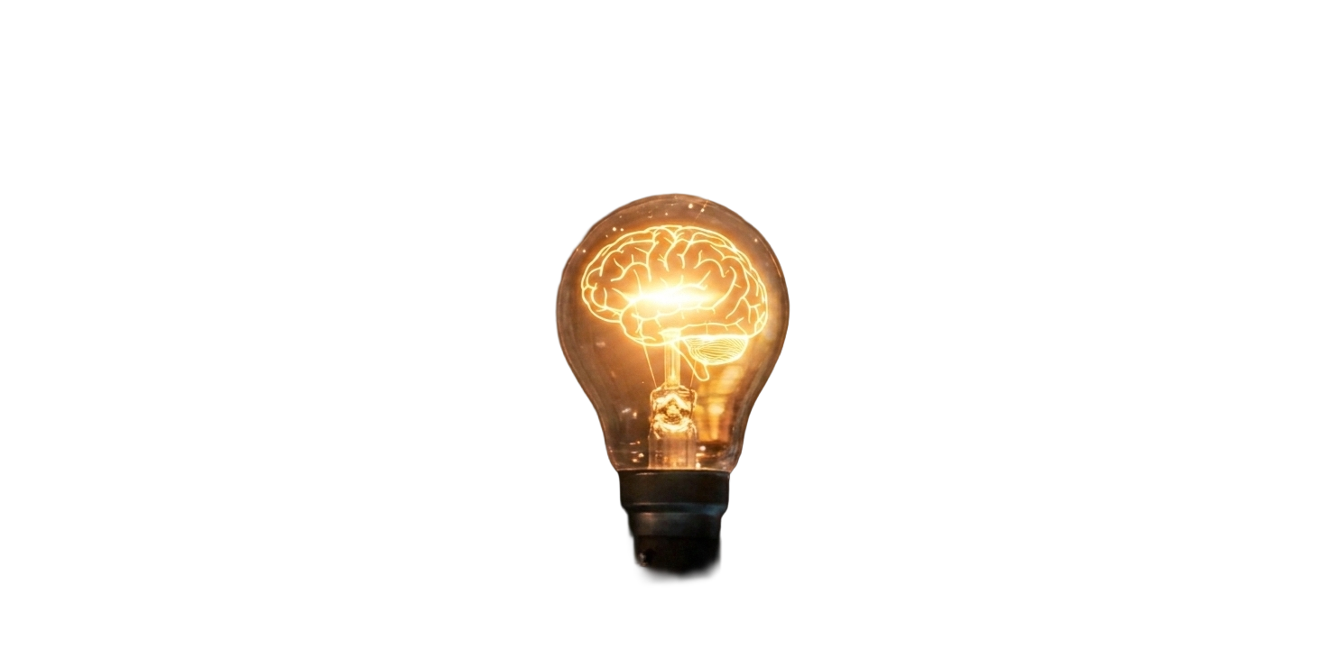 lit brain lightbulb